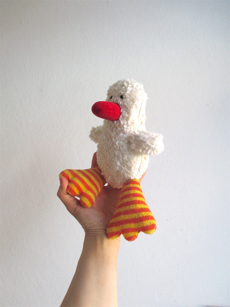 Duck, duckling, organic, eco friendly, baby gift, shower gift, organic kids, soft, cuddly, white, red, orange, ready to ship