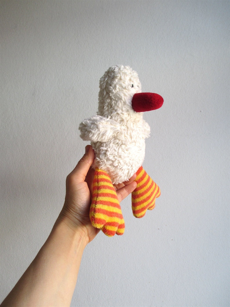 Duck, duckling, organic, eco friendly, baby gift, shower gift, organic kids, soft, cuddly, white, red, orange, ready to ship