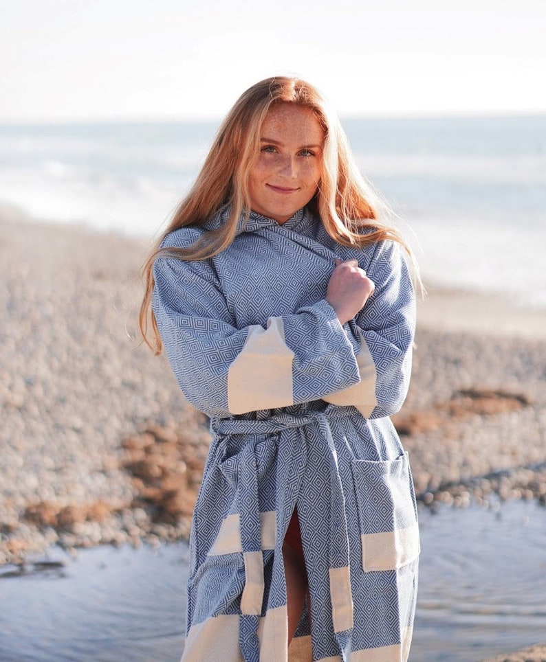 Turkish Cotton Diamond Bathrobe: Lightweight Spa Robe, Christmas Gift