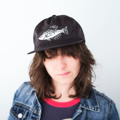 Crappie Patch Snapback, black satin