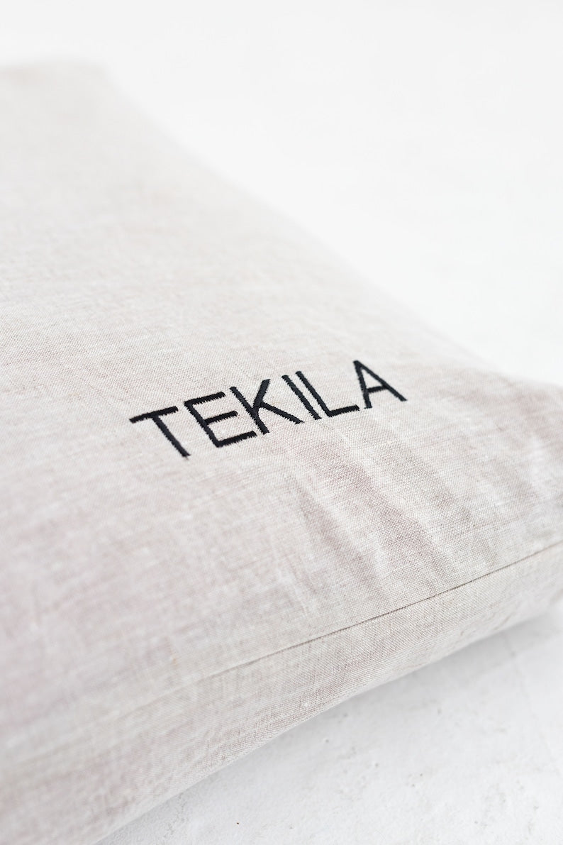 Removable and washable dog bed cover, Linen Dog Bed Cover, Personalized Dog Bed Cover With A Name Embroidered, Custom Size Dog Bed Cover