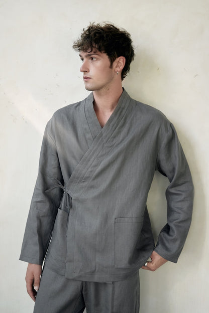 Relaxed Fit Linen Kimono Set for Men - Japanese Style Comfortable Clothes - Great Gift for Father, Brother, Son, Husband, Boyfriend
