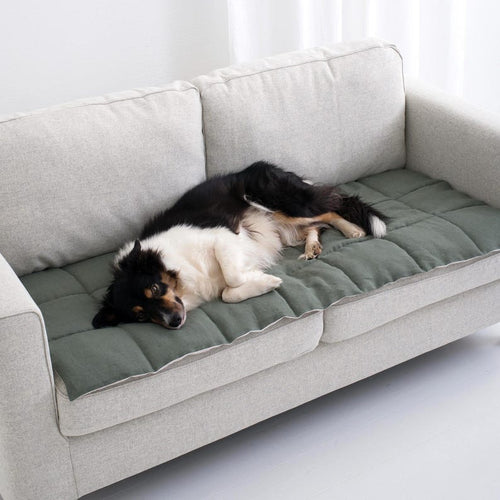 Reversible Linen Sofa Pad Topper, Quilted Couch Slipcover for Pets, Sectional Friendly Seat Cover, Washable Sofa Mat 50XCP