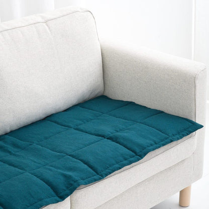 Reversible Linen Sofa Pad Topper, Quilted Couch Slipcover for Pets, Sectional Friendly Seat Cover, Washable Sofa Mat 50XCP