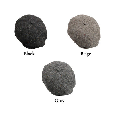 Black Herringbone Wool 8 Panels Cap, Peaky Blinders Hat, Baker Boy Hat, Irish flat cap, Christmas Gift, Hatsquare Newsboy Cap, Men Scarf Set