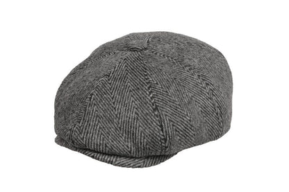 Black Herringbone Wool 8 Panels Cap, Peaky Blinders Hat, Baker Boy Hat, Irish flat cap, Christmas Gift, Hatsquare Newsboy Cap, Men Scarf Set
